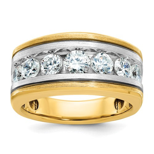 14ktt-ibgoodman-mens-polished-satin-grooved-7-stone-ring-mtg-SolomonJeweler-Wichita-KS-CustomJewelry