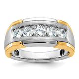 14ktt-ibgoodman-mens-polished-satin-grooved-5-stone-ring-mounting-SolomonJeweler-Wichita-KS-CustomJewelry