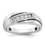 Men's Solomon Jewelers 14kw black and satin diamond ring with polished finish, featuring an AA diamond design.