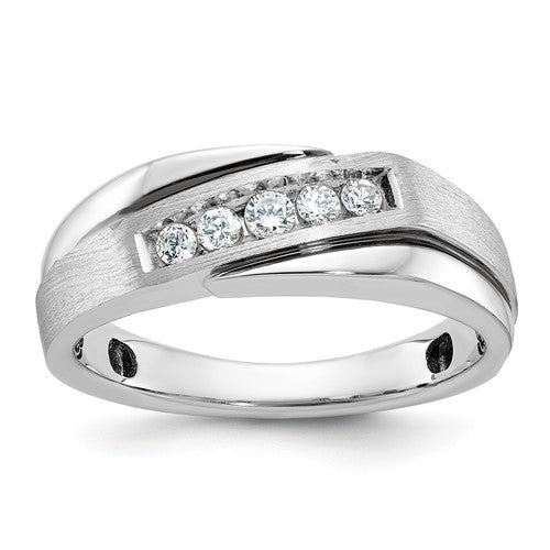 Men's Solomon Jewelers 14kw black and satin diamond ring with polished finish, featuring an AA diamond design.