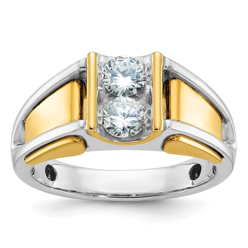 14k two-tone men's diamond ring from Solomon Jewelers featuring a stylish design and sparkling diamonds.