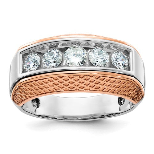 14k-white-rose-gold-ibgoodman-mens-textured-5-stone-ring-mounting-SolomonJeweler-Wichita-KS-CustomJewelry