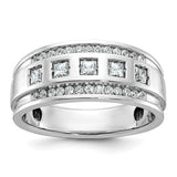 14kw Goodman men's diamond square 5-stone ring with polished and grooved design, featuring polished metal and five sparkling diamonds.