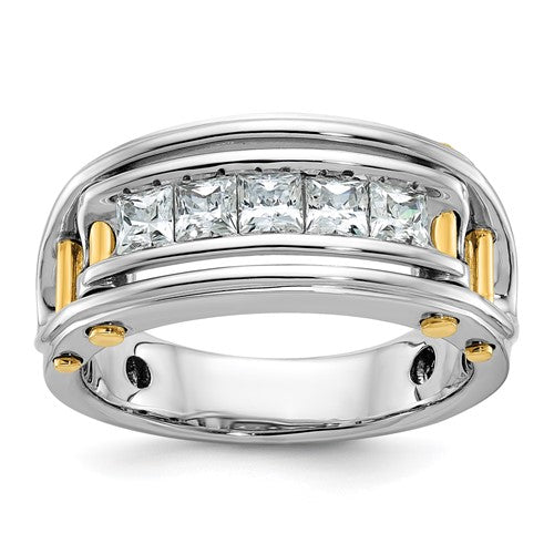 14ktt-ibgoodman-mens-polished-cut-out-square-5-stone-ring-mtg-SolomonJeweler-Wichita-KS-CustomJewelry