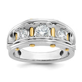 14k-two-tone-ibgoodman-mens-polished-3-stone-ring-mounting-SolomonJeweler-Wichita-KS-CustomJewelry