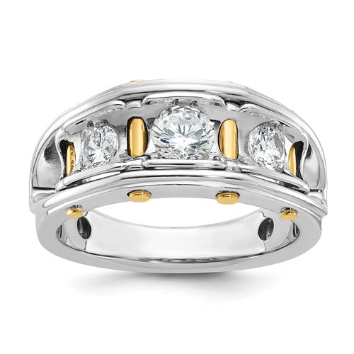14k-two-tone-ibgoodman-mens-polished-3-stone-ring-mounting-SolomonJeweler-Wichita-KS-CustomJewelry