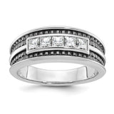 Black textured square men's ring with five-stone diamond accents, Solomon Jewelers 14kw W/ jewelry by Goodman.
