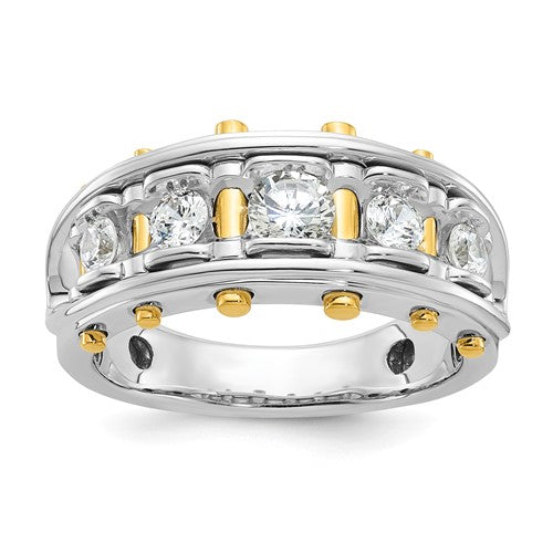 14k-two-tone-ibgoodman-mens-polished-and-cut-out-5-stone-ring-mtg-SolomonJeweler-Wichita-KS-CustomJewelry