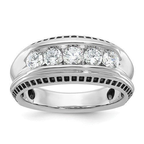 Solomon Jewelers 14k black and polished men's diamond ring with five-stone design, elegant jewelry that showcases craftsmanship.