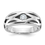 Solomon Jewelers 14kw black rhodium diamond ring with polished satin finish and grooved design in jewelry ring image.