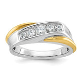 14ktt-ibgoodman-mens-polished-and-grooved-5-stone-diamond-ring-SolomonJeweler-Wichita-KS-CustomJewelry