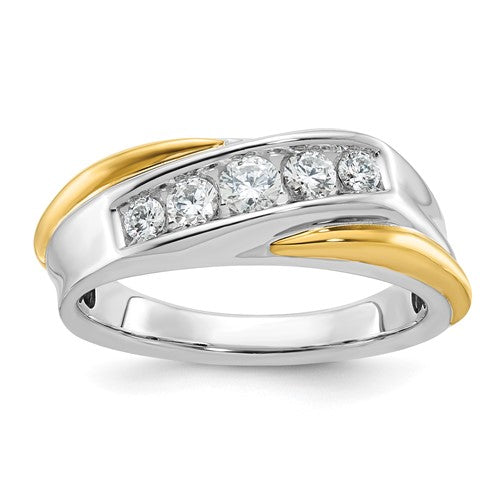 14ktt-ibgoodman-mens-polished-and-grooved-5-stone-diamond-ring-SolomonJeweler-Wichita-KS-CustomJewelry