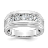 14k-white-gold-ibgoodman-mens-polished-brushed-5-stone-ring-mtg-SolomonJeweler-Wichita-KS-CustomJewelry