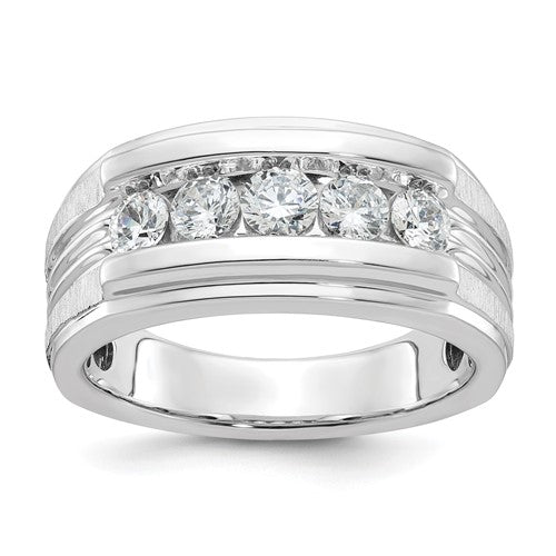 14k-white-gold-ibgoodman-mens-polished-brushed-5-stone-ring-mtg-SolomonJeweler-Wichita-KS-CustomJewelry