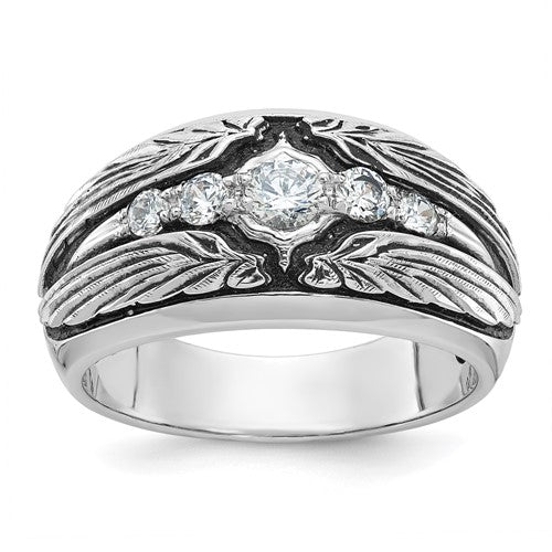 14kw-w-blk-rh-ibgoodman-mens-textured-5-stone-diamond-ring-SolomonJeweler-Wichita-KS-CustomJewelry