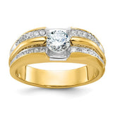 14k gold men's polished diamond semi-mount ring from Solomon Jewelers, showcasing a sleek design with sparkling diamonds.