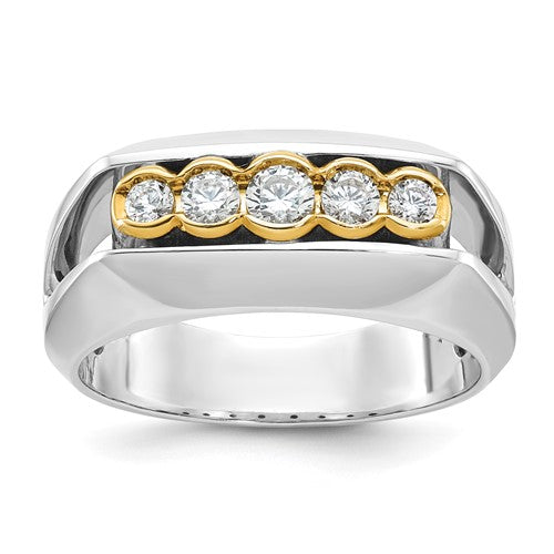 14ktt-ibgoodman-mens-polished-graduated-5-stone-diamond-ring-SolomonJeweler-Wichita-KS-CustomJewelry
