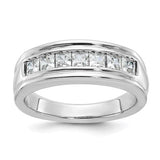 14kw-ibgoodman-mens-polished-grooved-square-diamond-ring-SolomonJeweler-Wichita-KS-CustomJewelry