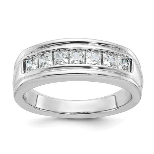 14kw-ibgoodman-mens-polished-grooved-square-diamond-ring-SolomonJeweler-Wichita-KS-CustomJewelry