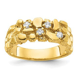 14k gold men's diamond ring with polished and textured nugget design, featuring sparkling diamonds, from Solomon Jewelers.