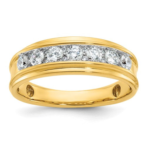 14k gold men's diamond ring with a 1-carat AA quality diamond, polished finish, from Solomon Jewelers.