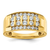14k gold men's diamond ring with a polished 4-row design and 1 carat total weight, featuring sparkling diamonds and intricate craftsmanship
