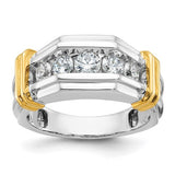 14k-two-tone-ibgoodman-mens-polished-grooved-5-stone-dia-ring-SolomonJeweler-Wichita-KS-CustomJewelry