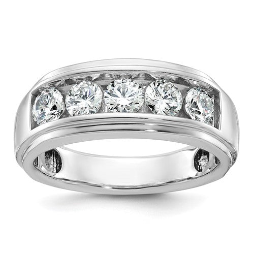 14kw-ibgoodman-mens-polished-grooved-5-stone-diamond-ring-SolomonJeweler-Wichita-KS-CustomJewelry