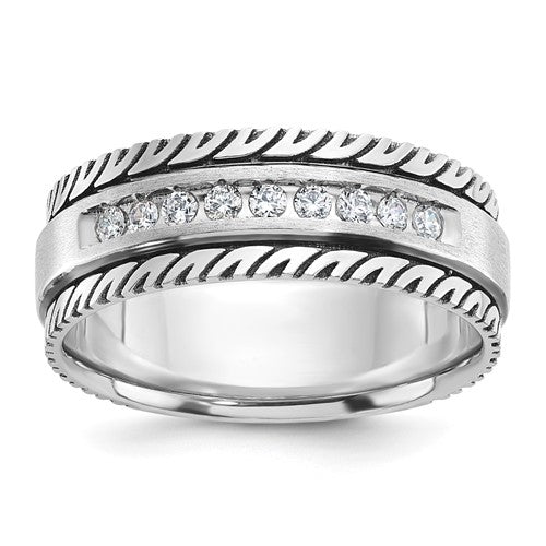 14kw-w-black-rh-ibgoodman-mens-polished-satin-grooved-diamond-ring-SolomonJeweler-Wichita-KS-CustomJewelry