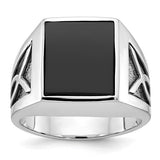 14k white gold men's onyx ring mounting with a sleek, polished design from Solomon Jewelers.