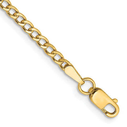 14k 2.5mm Semi-Solid Curb Chain Anklet - Solomon Jewelers
