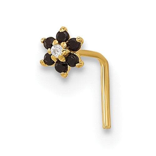 14k-23-gauge-black-white-cz-flower-nose-post-SolomonJeweler-Wichita-KS-CustomJewelry