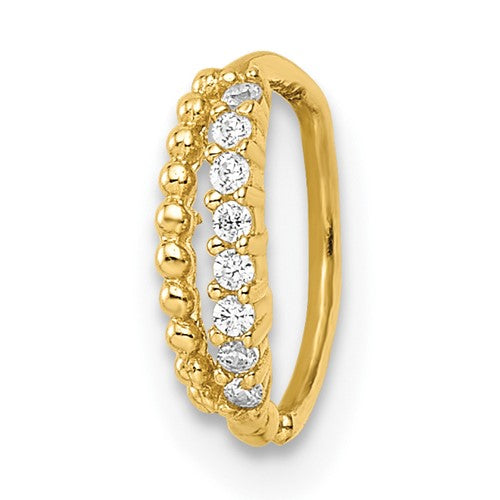 14k-18-gauge-double-row-beaded-cz-nose-ring-ear-cuff-SolomonJeweler-Wichita-KS-CustomJewelry