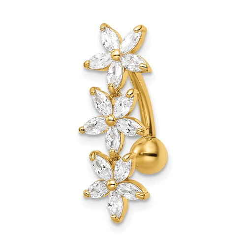 14k-14-gauge-cz-3-flowers-dangle-belly-ring-SolomonJeweler-Wichita-KS-CustomJewelry