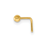Polished 14k gold 2.5mm ball nose stud earring, 22 gauge jewelry accessory with a smooth, shiny finish.