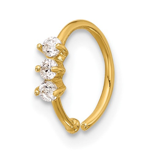 14k-20-gauge-polished-3-stone-cz-nose-ring-SolomonJeweler-Wichita-KS-CustomJewelry