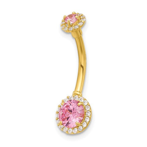 14k-14-gauge-polished-pink-and-white-cz-navel-belly-ring-SolomonJeweler-Wichita-KS-CustomJewelry