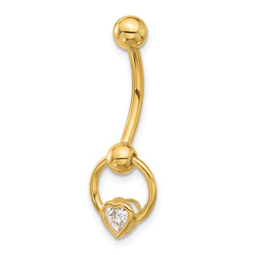 14k-14-gauge-polished-cz-heart-dangle-navel-belly-ring-SolomonJeweler-Wichita-KS-CustomJewelry