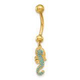 14k-14-gauge-polished-blue-cz-seahorse-dangle-navel-belly-ring-SolomonJeweler-Wichita-KS-CustomJewelry