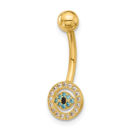 14k-14-gauge-polished-multi-color-cz-evil-eye-navel-belly-ring-SolomonJeweler-Wichita-KS-CustomJewelry