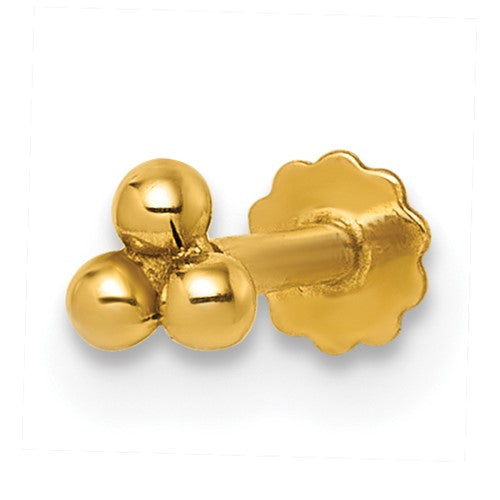 14k-polished-triple-ball-16-gauge-labret-stud-SolomonJeweler-Wichita-KS-CustomJewelry
