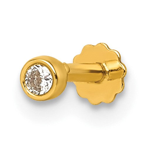 14k-polished-round-bezel-cz-16-gauge-labret-stud-SolomonJeweler-Wichita-KS-CustomJewelry