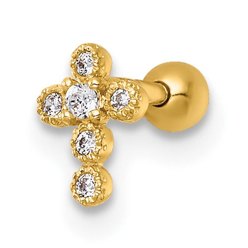 14k-18-gauge-polished-cz-cross-labret-stud-SolomonJeweler-Wichita-KS-CustomJewelry