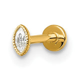 14k-18-gauge-polished-and-textured-marquise-cut-cz-labret-stud-SolomonJeweler-Wichita-KS-CustomJewelry