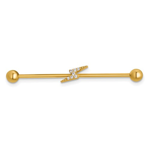 14k-16-gauge-polished-cz-lightning-bolt-industrial-bar-SolomonJeweler-Wichita-KS-CustomJewelry