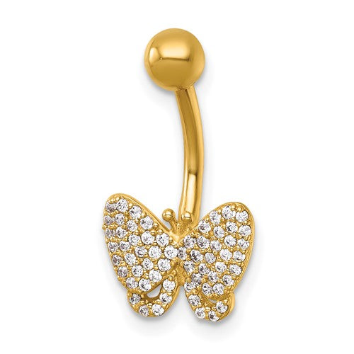 14k-14-gauge-polished-pave-cz-butterfly-navel-ring-SolomonJeweler-Wichita-KS-CustomJewelry