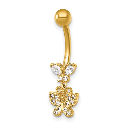 14k-14-gauge-polished-and-beaded-cz-dangling-butterfly-navel-ring-SolomonJeweler-Wichita-KS-CustomJewelry
