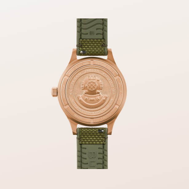 The Special Edition MIL-SHIPS Bronze celebrates Bulova’s 150th Anniversary and its legacy of innovation and fine craftsmanship.