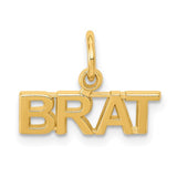 14K polished gold BRAT charm pendant from Solomon Jewelers, featuring a sleek, shiny gold design with a secure bail attachment.