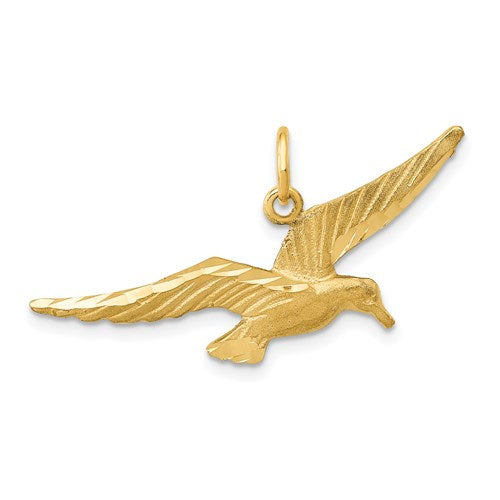 14k gold seagull charm pendant from Solomon Jewelers, featuring detailed bird design for jewelry and accessory decoration.